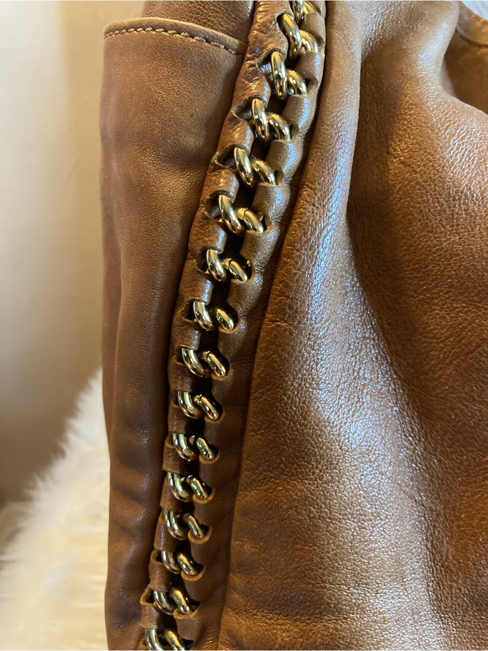 Vintage Tory Burch Tan Hobo with Chain Detail - Picture 6 of 8
